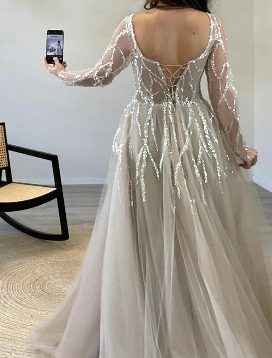 A-Line Prom Dresses Elegant Dress Formal Prom Floor Length Sleeveless Square Neck Tulle with Sequin