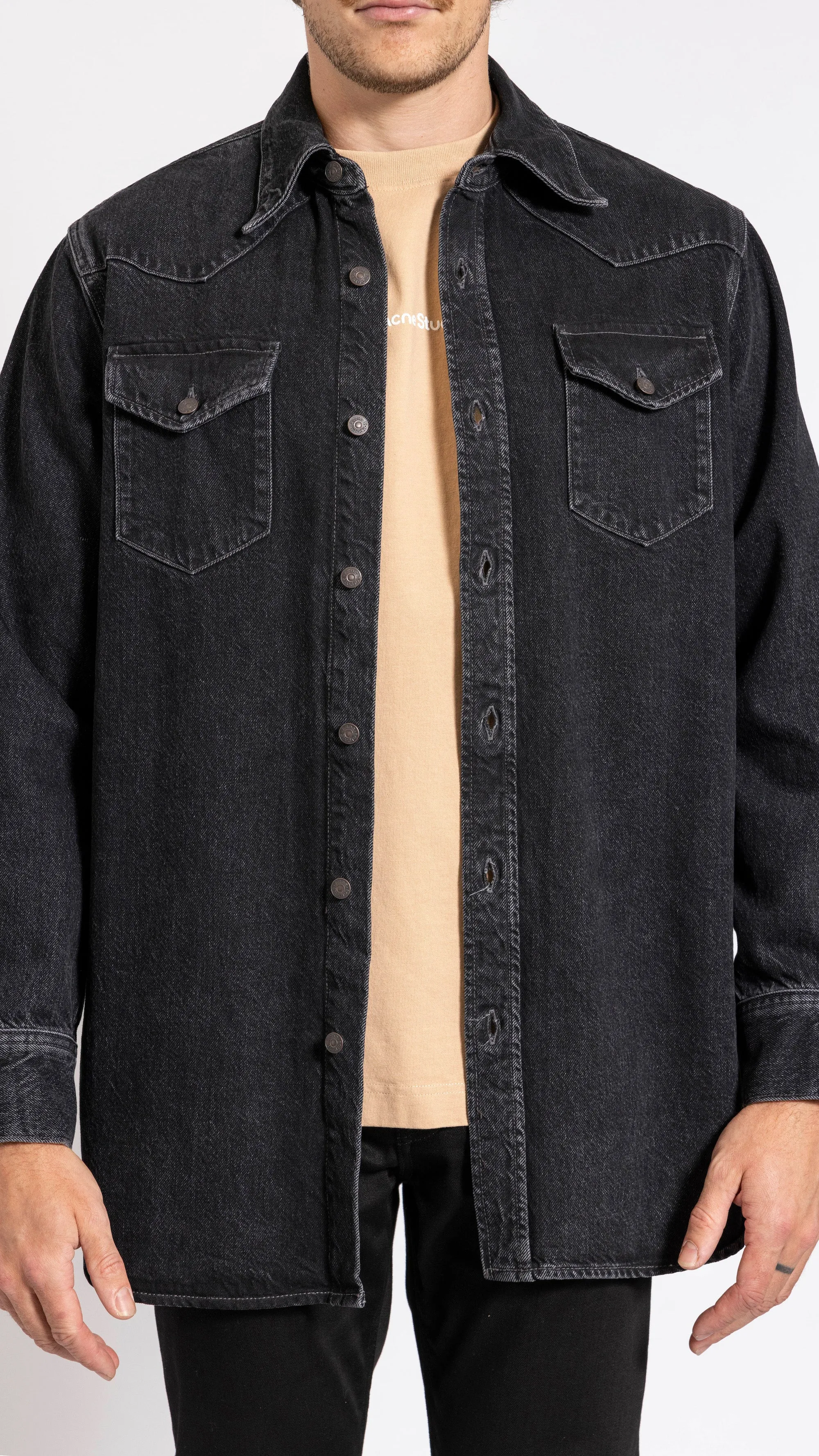 ACNE STUDIOS BLACK DENIM KARTY OVERSHIRT