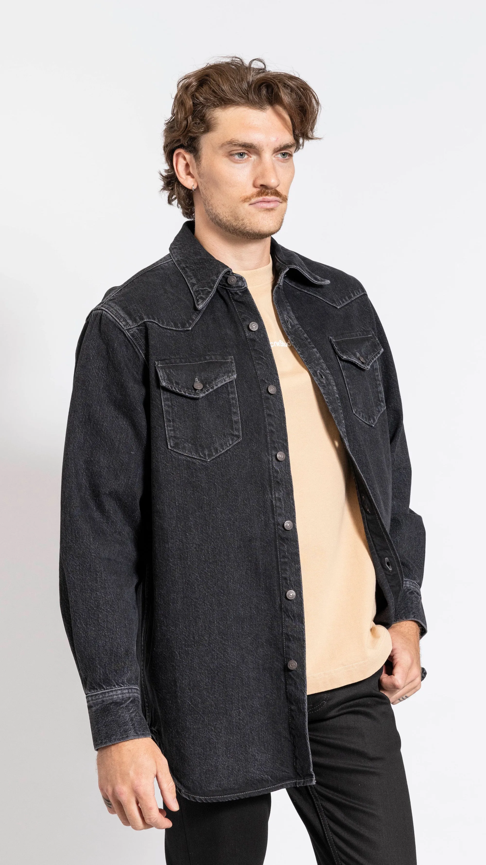 ACNE STUDIOS BLACK DENIM KARTY OVERSHIRT