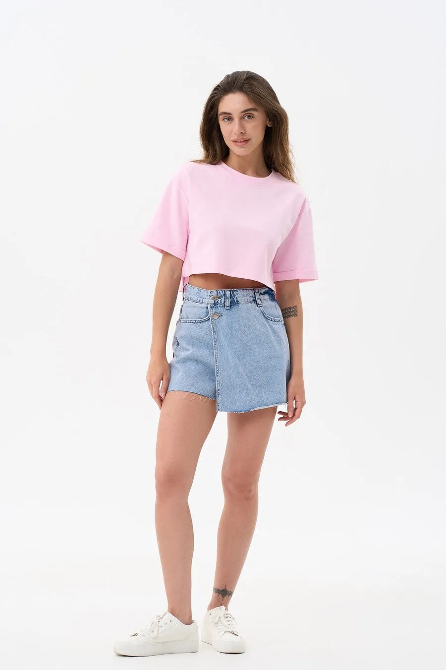 Asymmetric Blue Denim Skirt