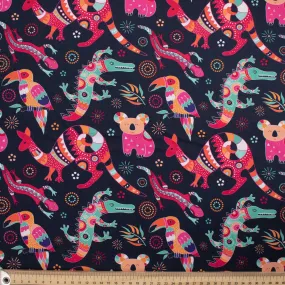 Australiana Animal Collection Multicolour Comic-2 Black Cotton Prints