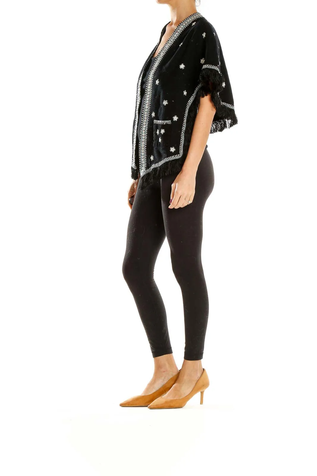 Black Embellished Fringe Jacket