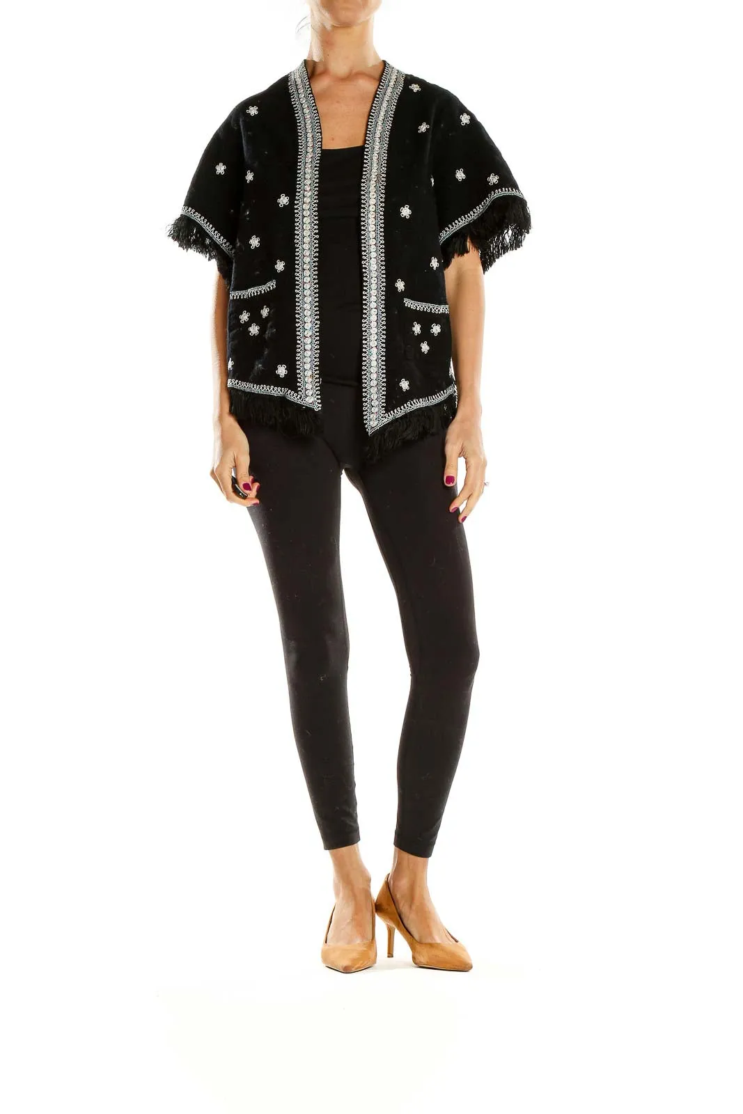 Black Embellished Fringe Jacket