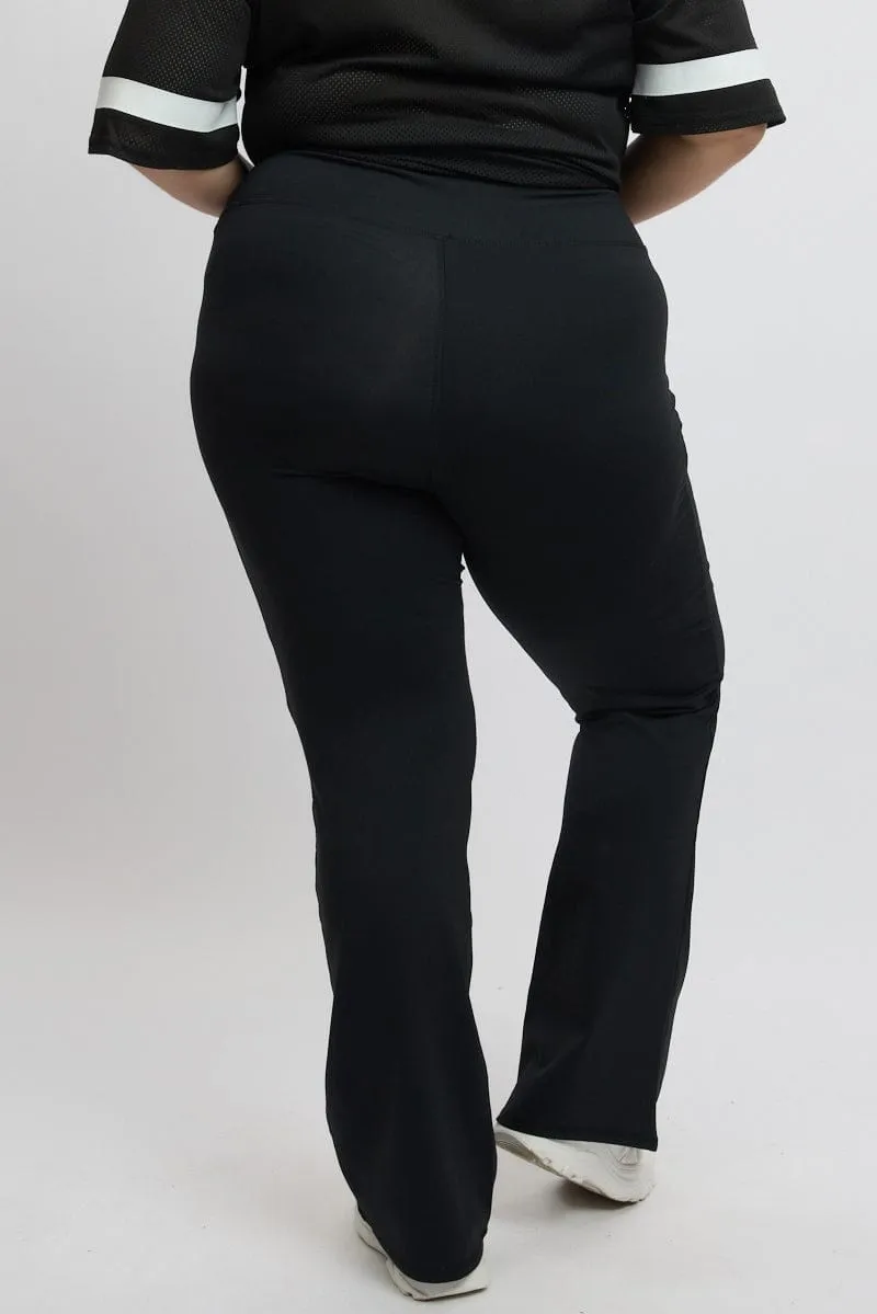 Black Flared Leggings High Rise