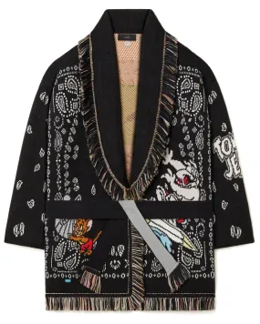 Black Jacquard Tom & Jerry Bandana Cardigan