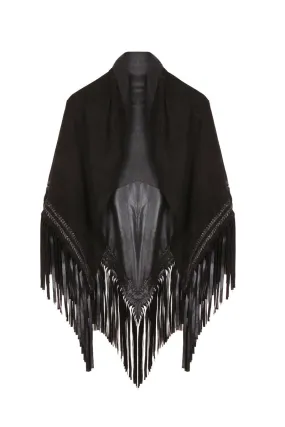 Black Suede Fringe Shawl