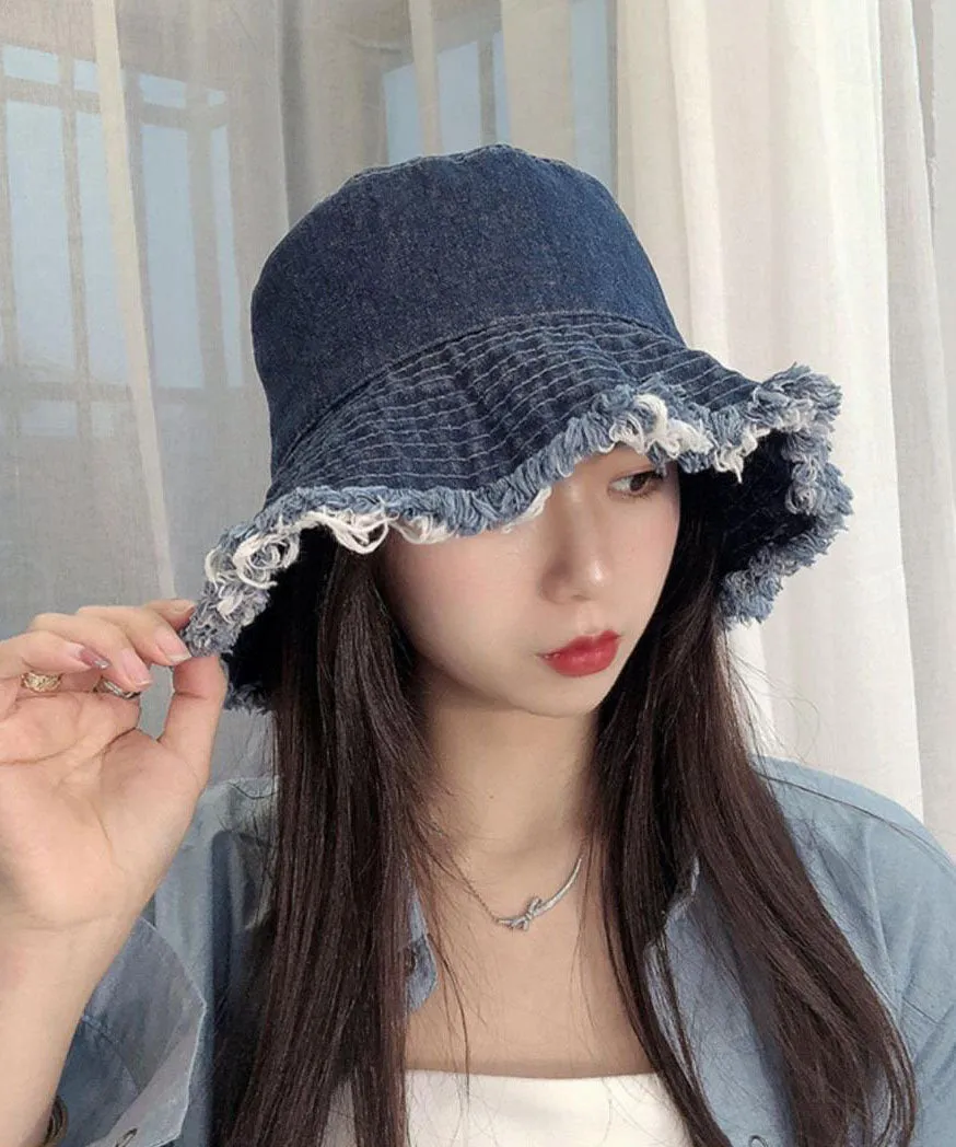 Blue Tassel Denim Holiday Bucket Hat