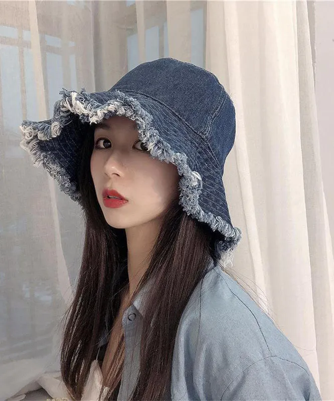 Blue Tassel Denim Holiday Bucket Hat