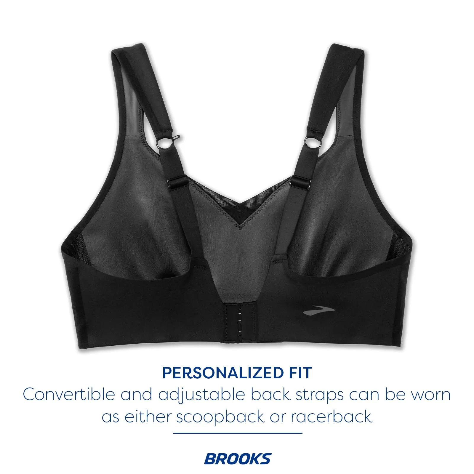 Brooks Women's Convertible Sports Bra for High Impact Running, Workouts & Sports with Maximum Support - Black - 38 F