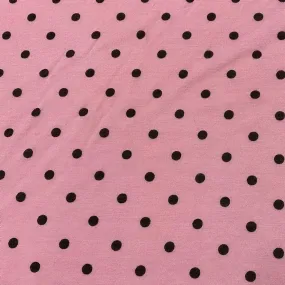 Brown Dots on Pink Cotton/Poly Jersey Fabric