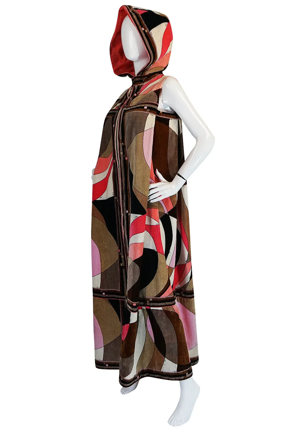 c1968 Rare Pucci Beach Velvet Cape with Removable Hood