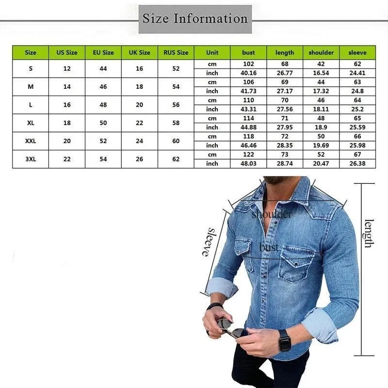 Casual Slim Fit Denim Shirt For Men