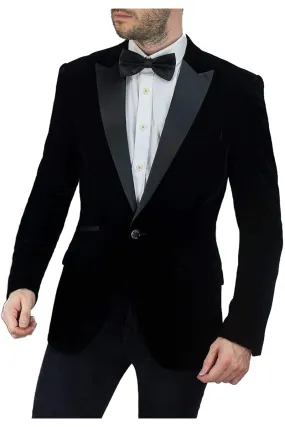 Cavani Rosa Black Velvet Tuxedo Jacket (34, 36, 38, 52)