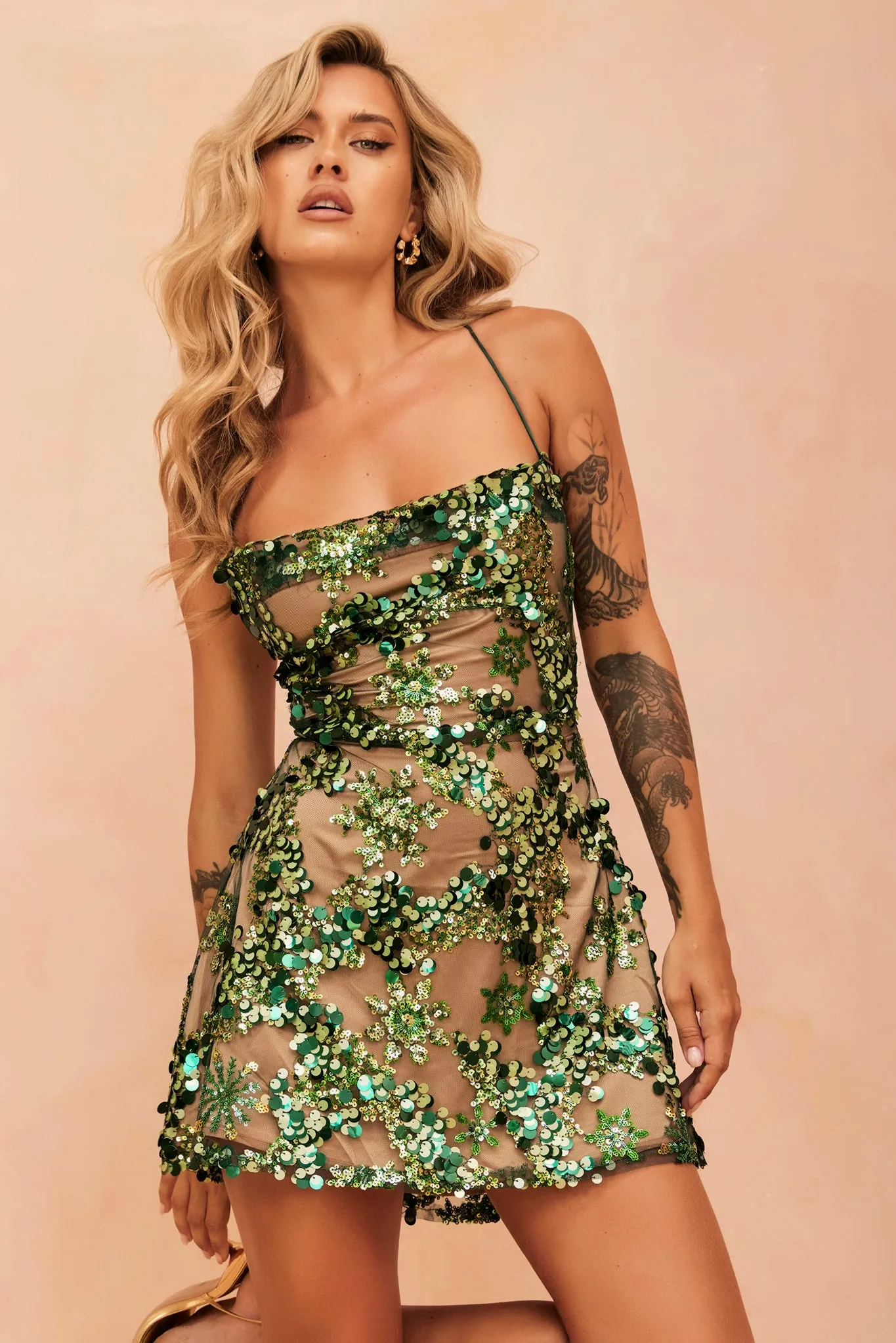 Champagne Eyes Mini Dress - Green