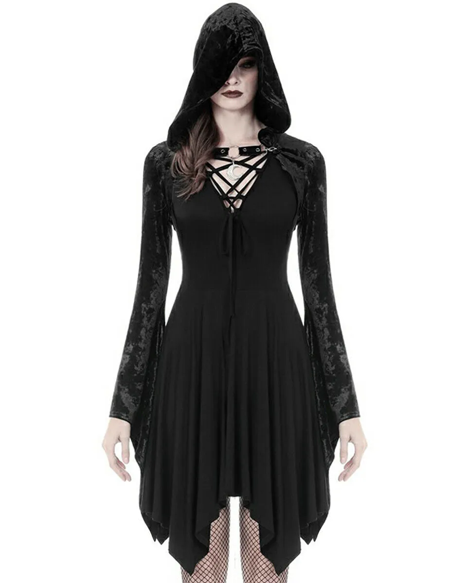 Dark In Love Arachne Velvet Gothic Hooded Bolero Shrug