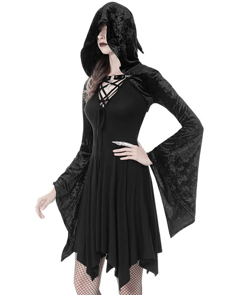 Dark In Love Arachne Velvet Gothic Hooded Bolero Shrug