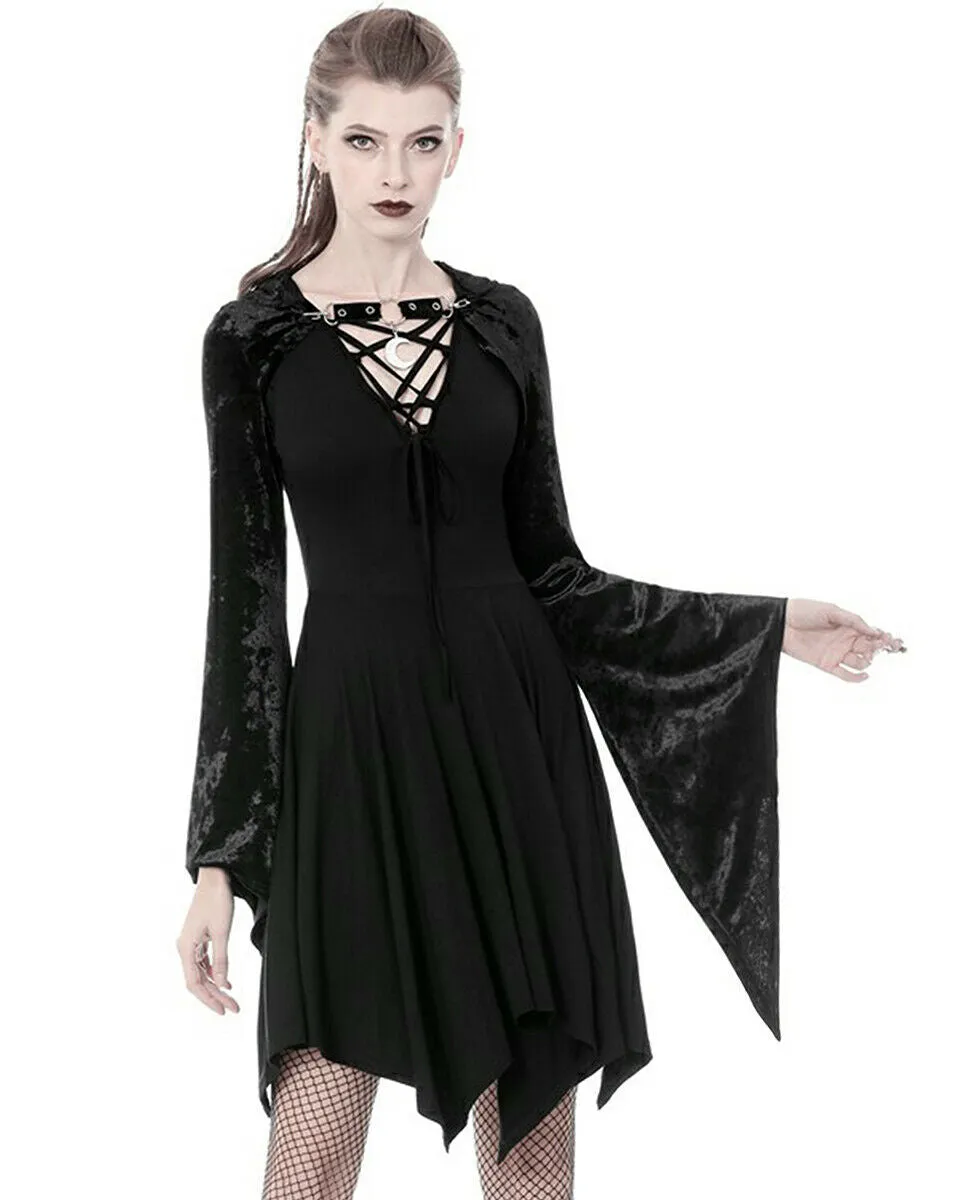 Dark In Love Arachne Velvet Gothic Hooded Bolero Shrug