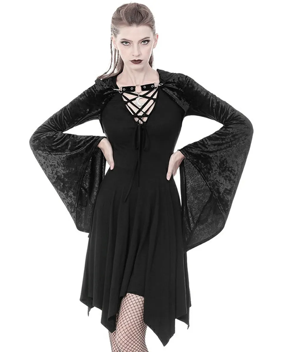 Dark In Love Arachne Velvet Gothic Hooded Bolero Shrug