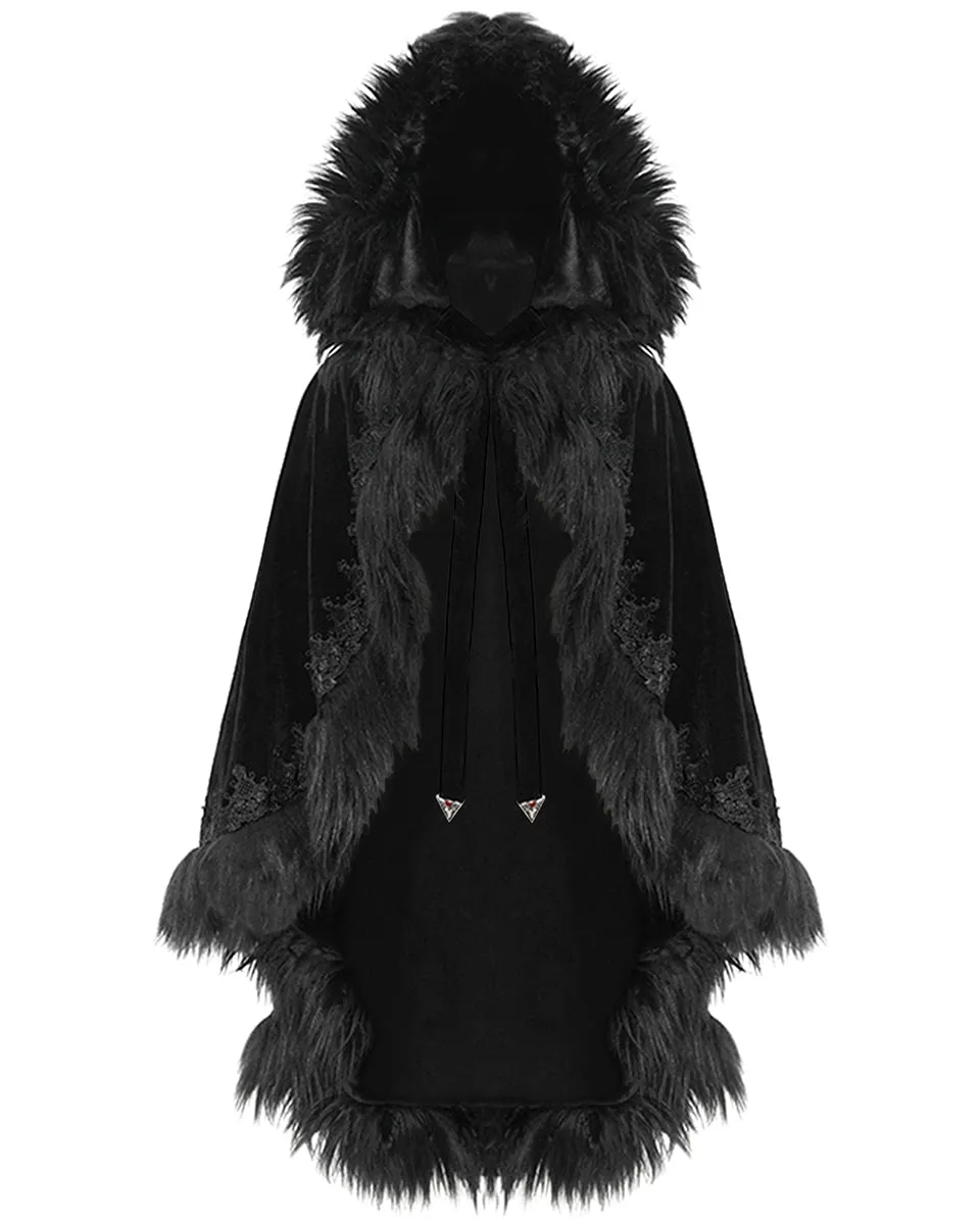 Devil Fashion Carpathia Womens Gothic Velvet Cloak