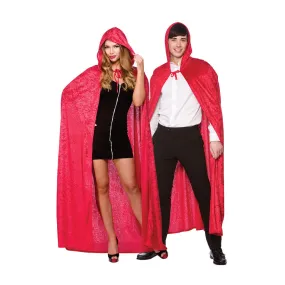 Dlx Brushed Velvet Hooded Cape - RED (Adult)