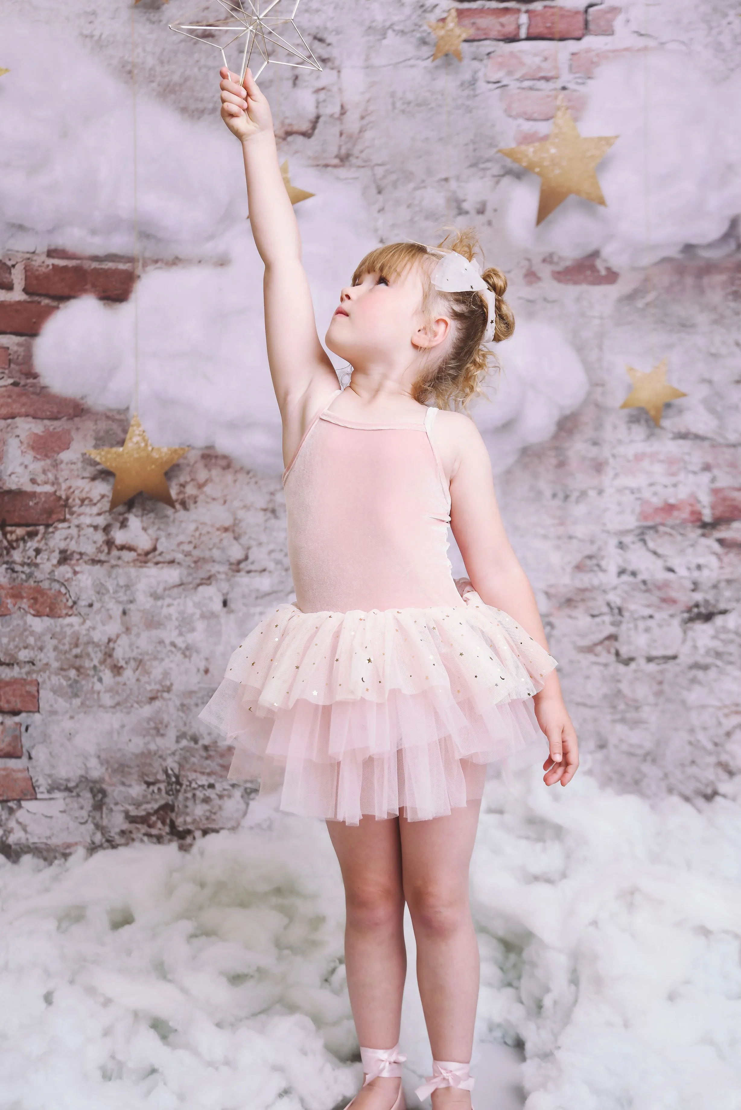 DOLLY® VELVET LEOTARD ROMPER TUTU DRESS STARS & MOON ⭐️ 🌙 TULLE ballet pink