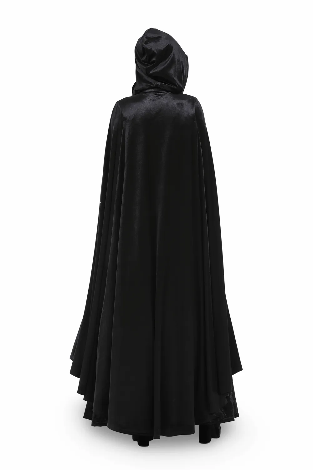 Elegance Black Velvet Cape with Skull Embroidery