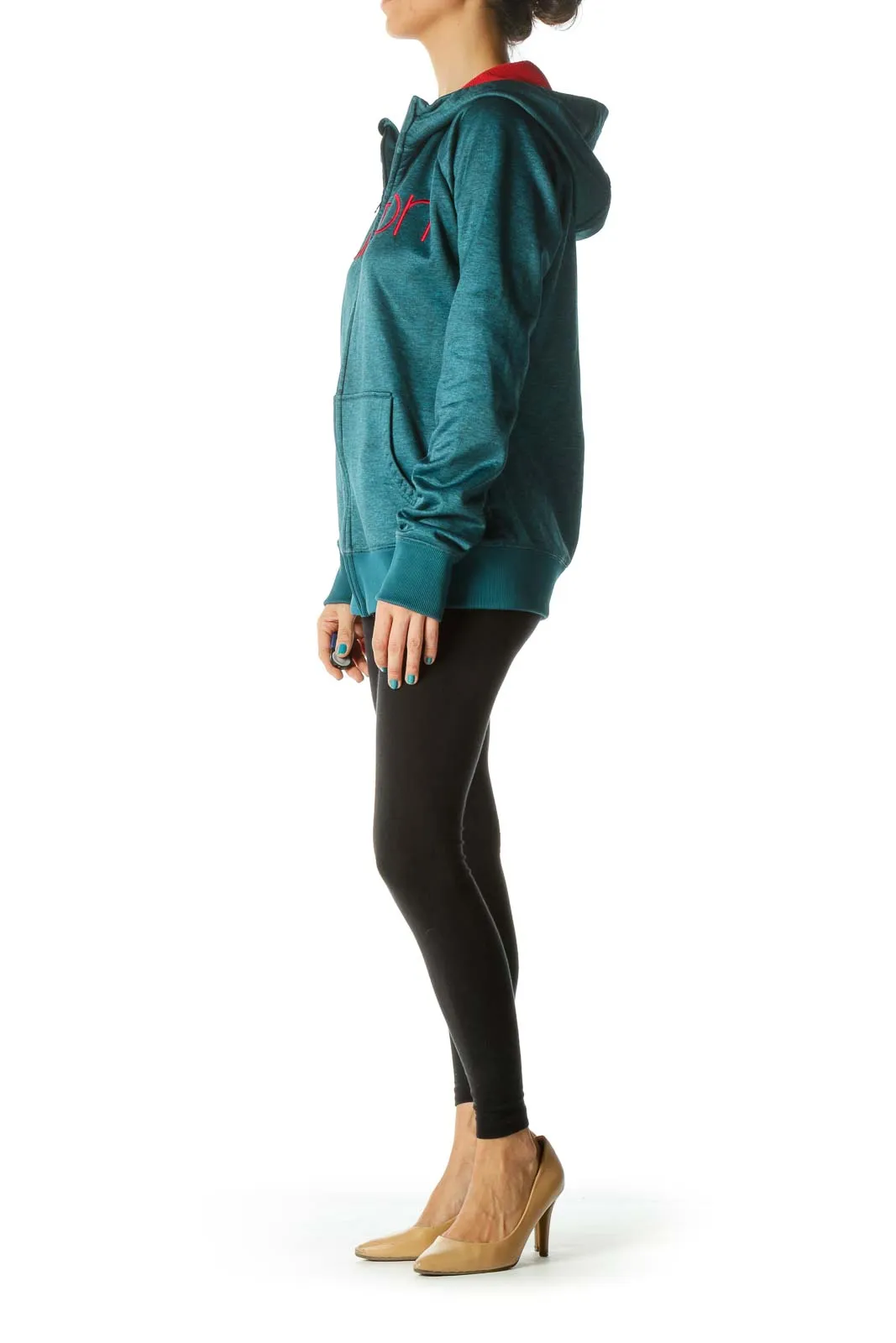 Emerald Green Red Soft-Feel Zip-Up Jacket