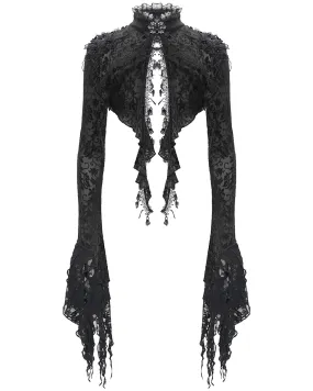 Eva Lady Womens Gothic Split Tails Velvet & Mesh Bolero Shrug Top - Black