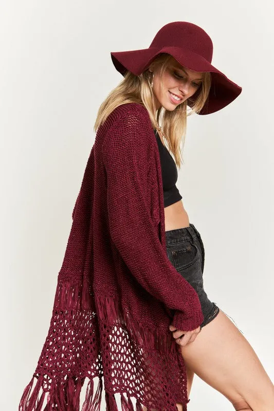 FRINGE KNIT CARDIGAN PLUS KRT1001