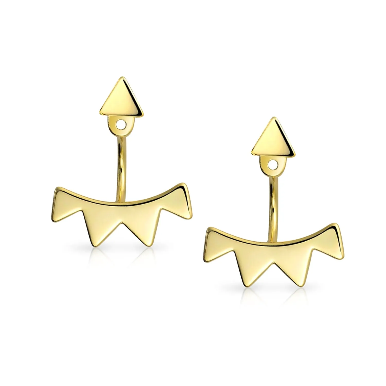 Geometric Triangle Fringe Earring Jacket 14K Gold Plated Sterling Silver