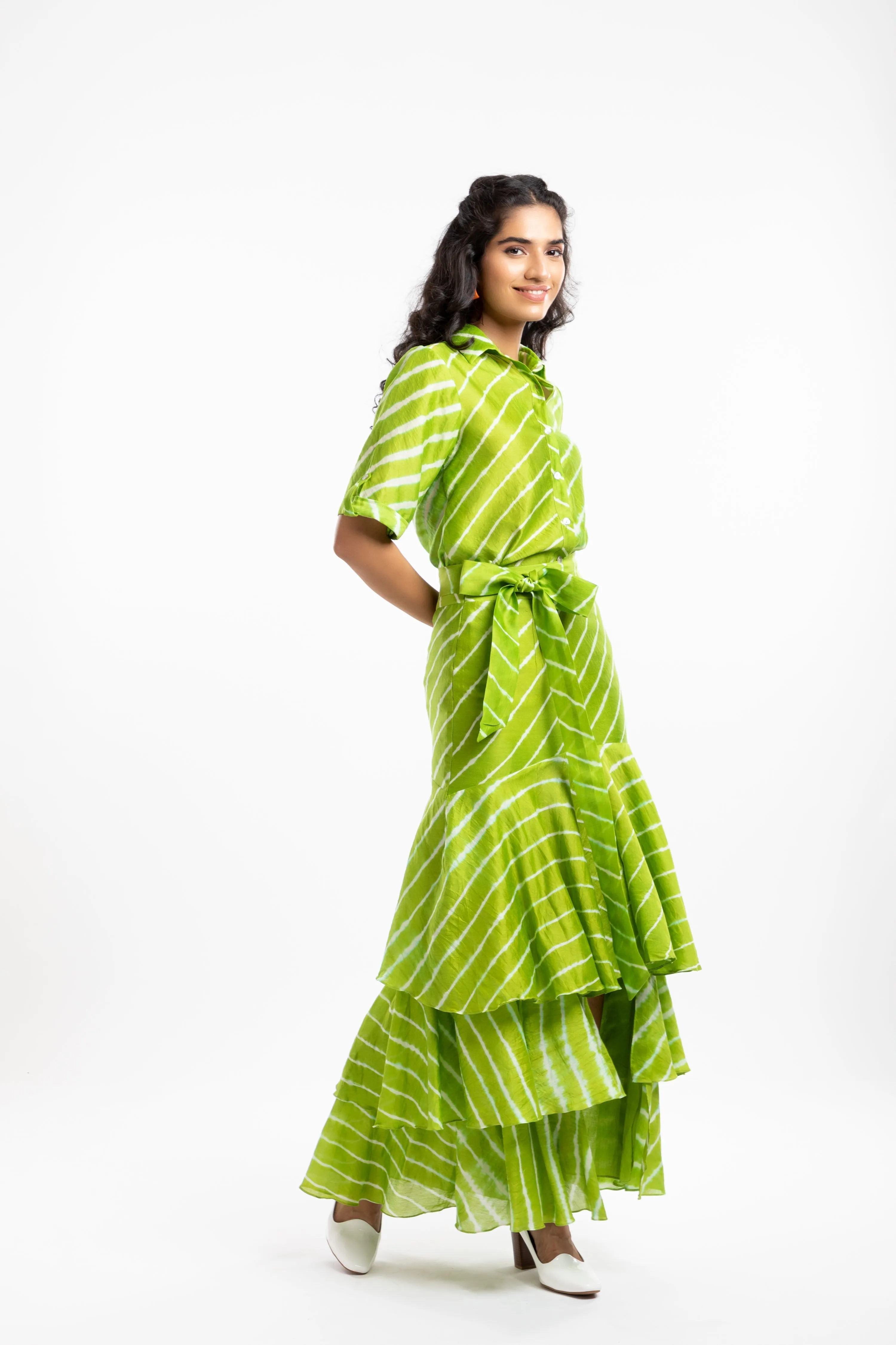 Green Tiered Ruffled Skirt