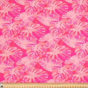 Hawaii Style Collection #05 Baby Pink Banana Leaves on Hot Pink Cotton Prints