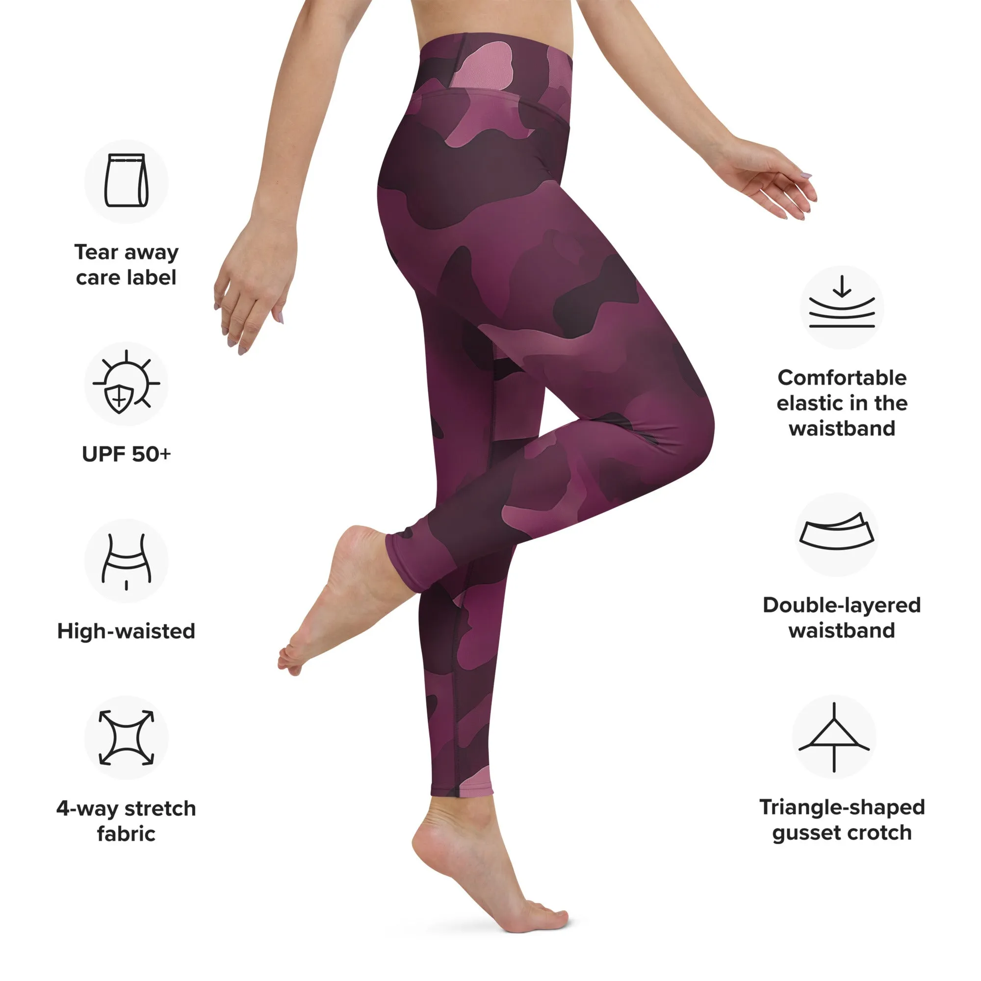 High Rise Yoga Leggings - Berry Sneaky