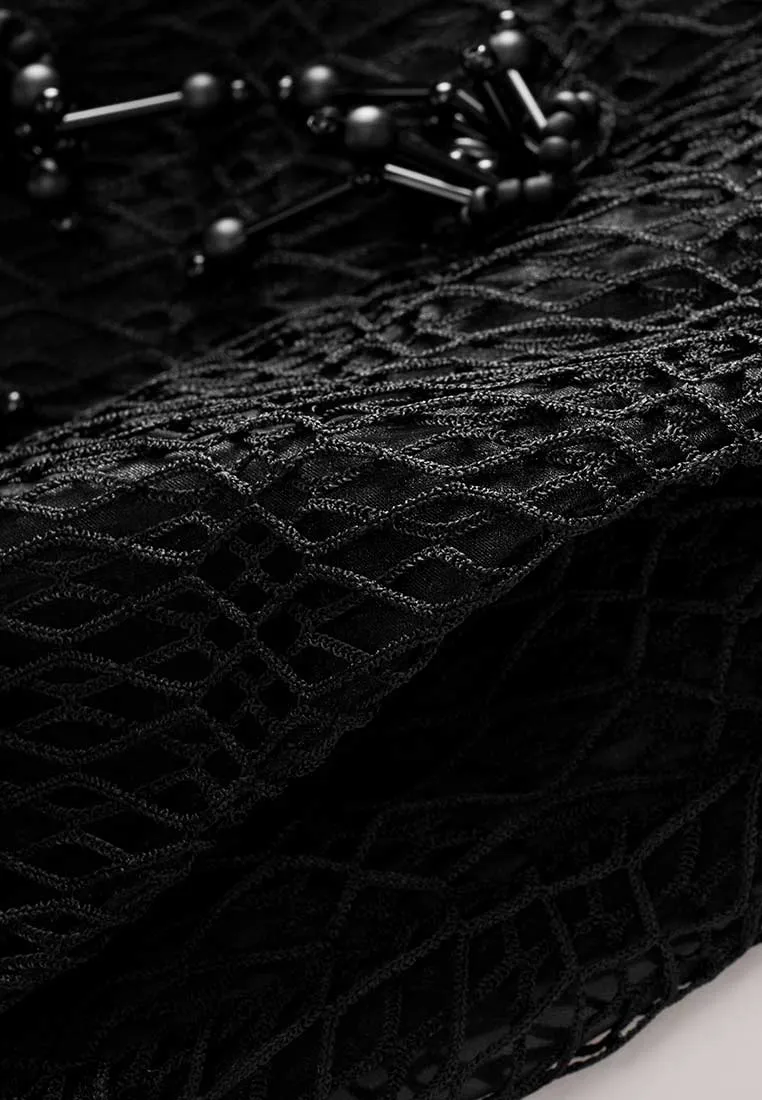 Lace Mesh Bead Detail Skirt