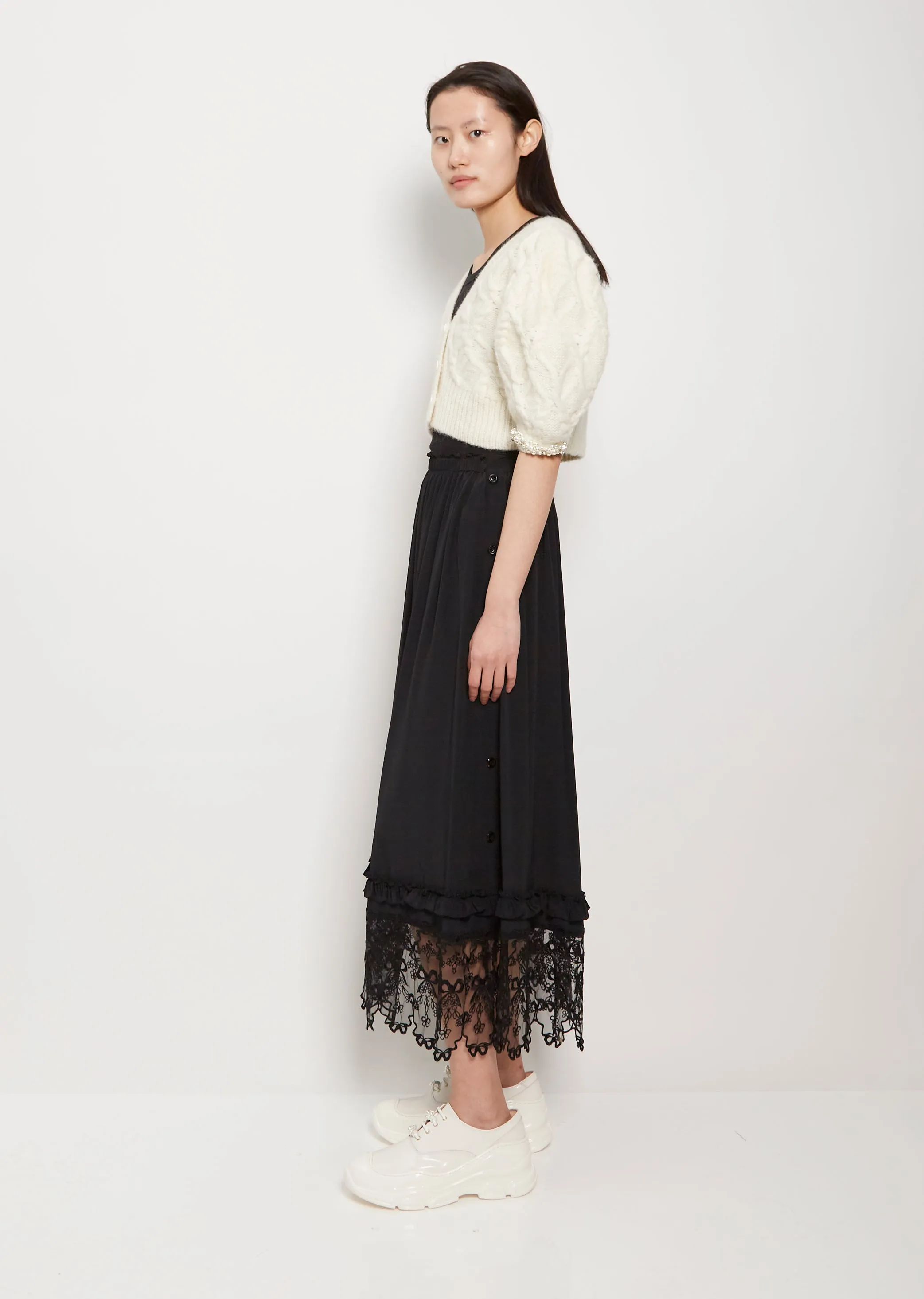 Lace Trim Maxi Skirt