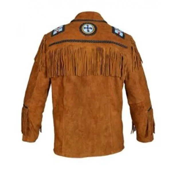 Men's Brown Cowboy Genuine Suede Jacket, Cowboy Suede Jacket With Fringes