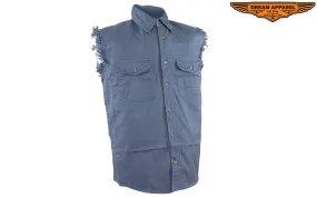 Mens Denim Ash Sleeveless Shirt with Buttons