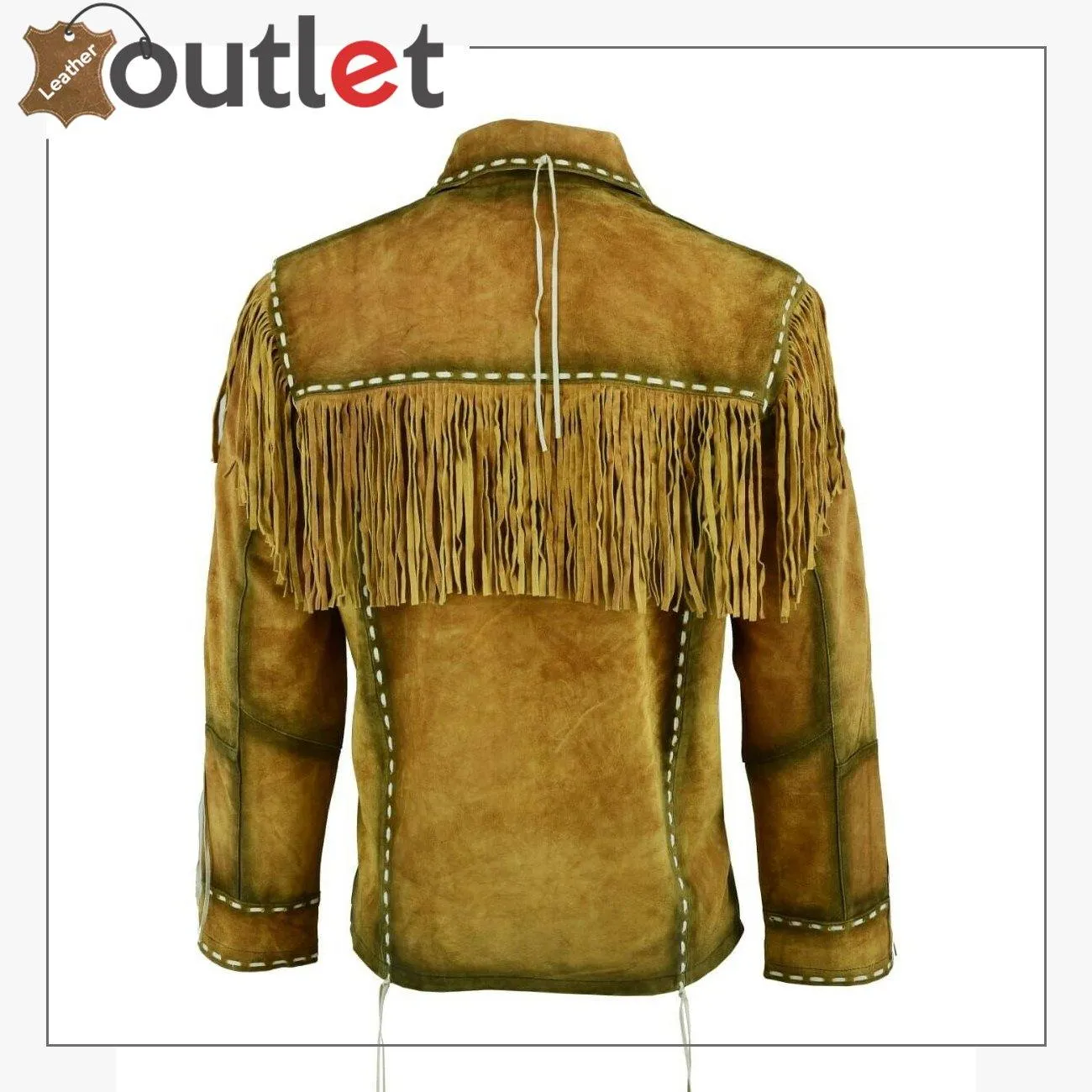 Mens Western Cowboy Brown Suede Leather Jacket Shirt With Fringe