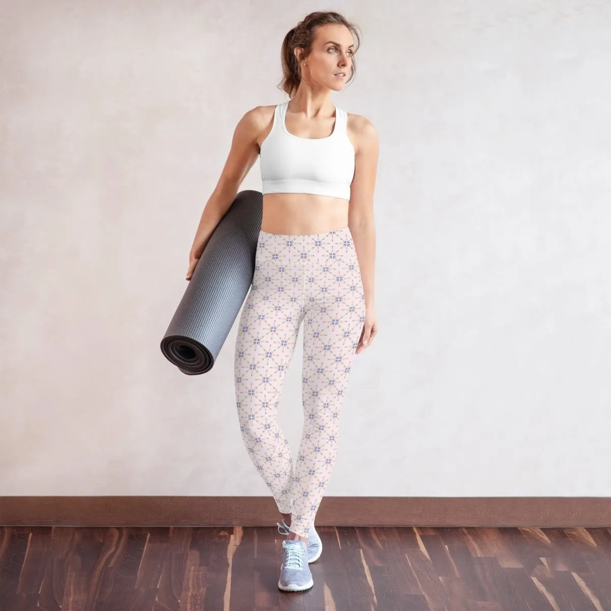 Pink Patterned Women's High-Waisted Yoga Pants