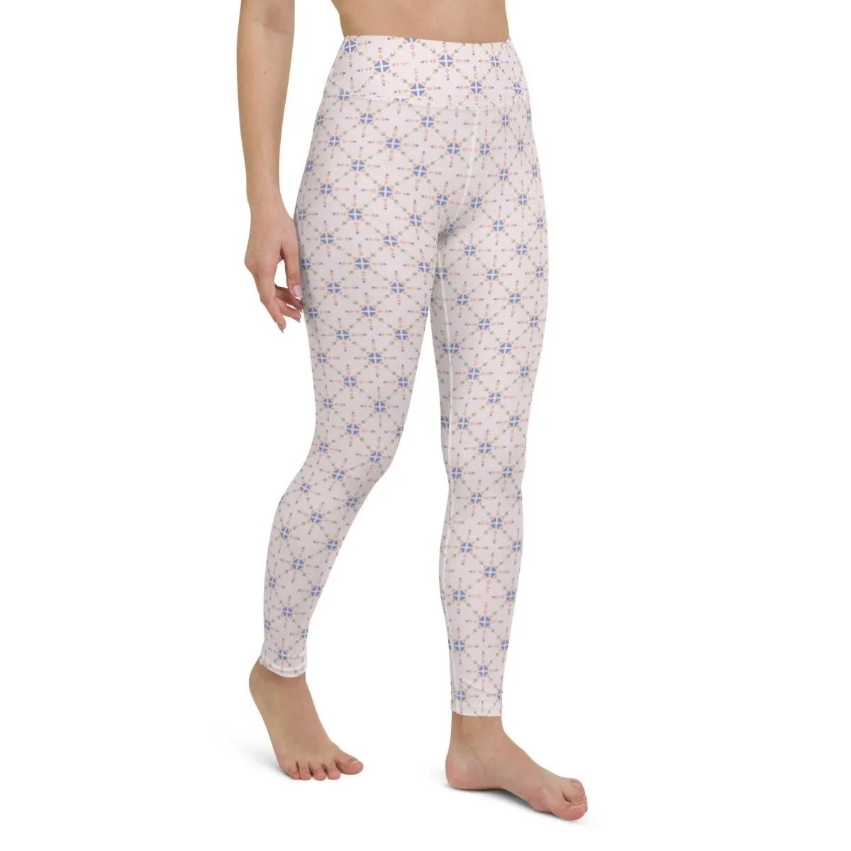 Pink Patterned Women's High-Waisted Yoga Pants