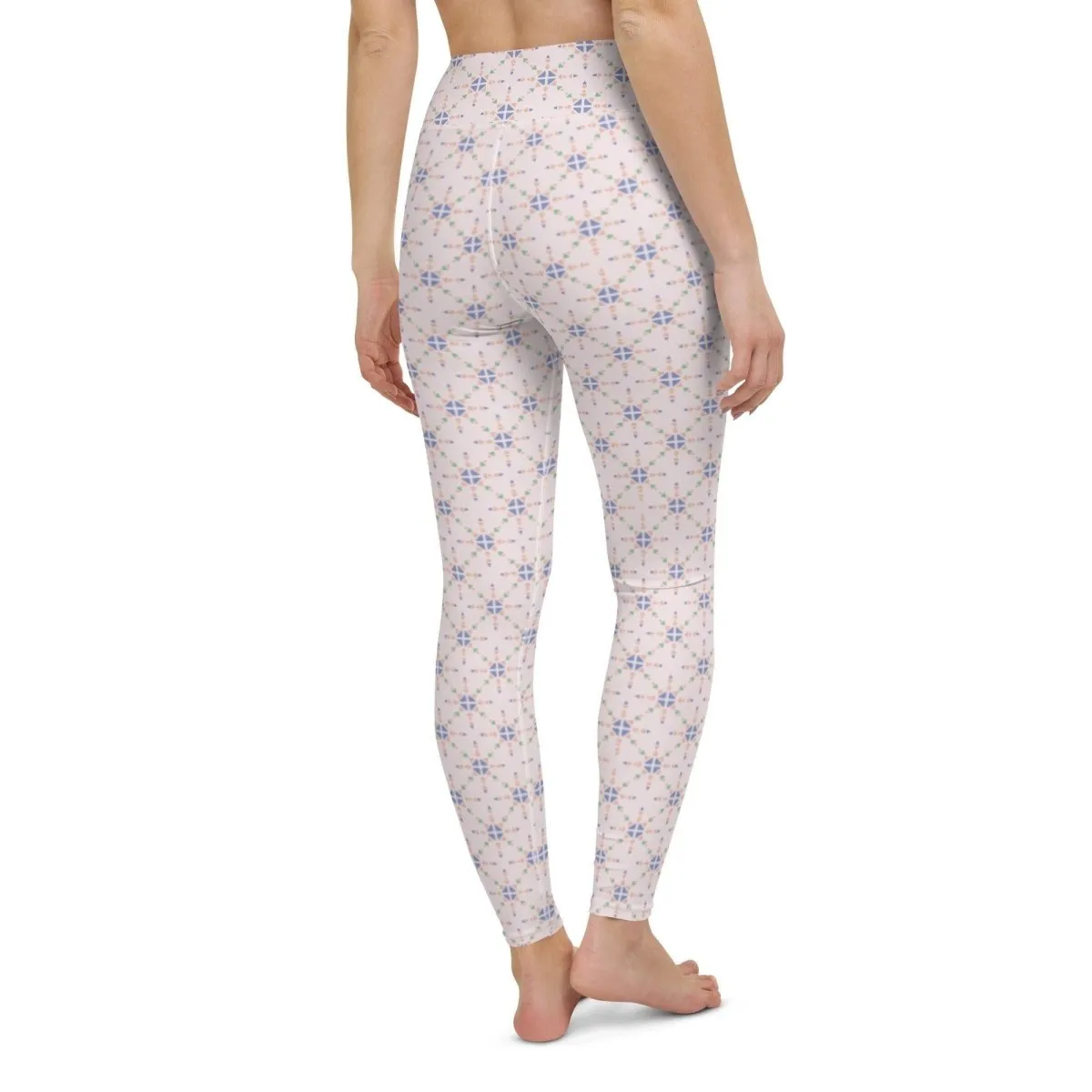 Pink Patterned Women's High-Waisted Yoga Pants