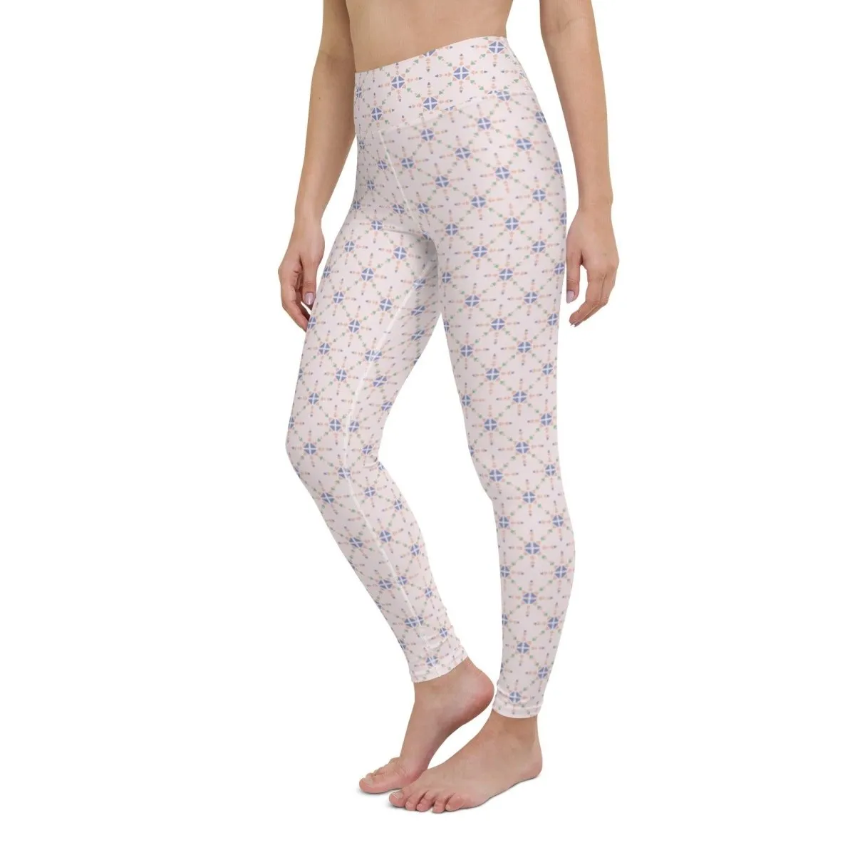 Pink Patterned Women's High-Waisted Yoga Pants