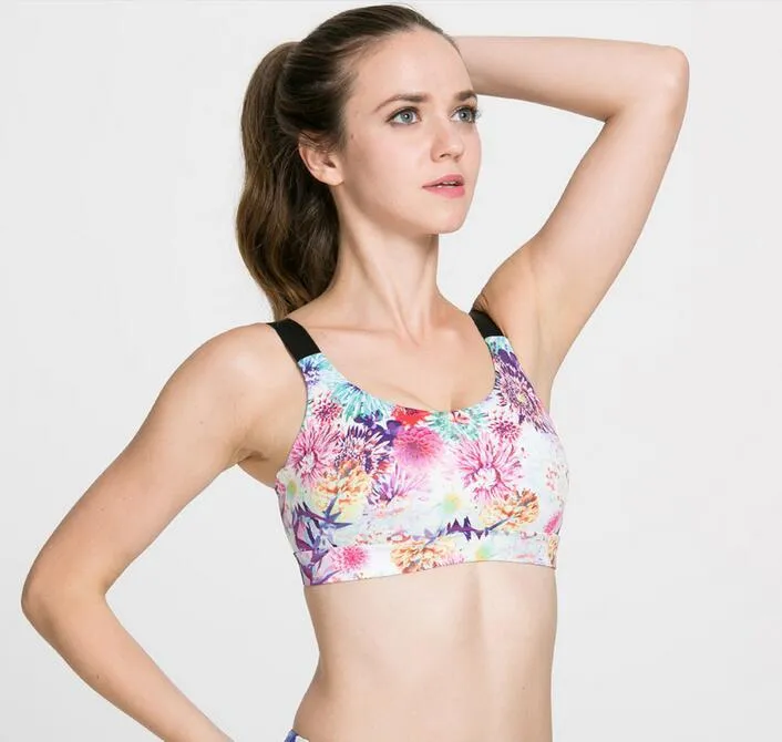 Print Colorful Flowers Sports Bra for Women