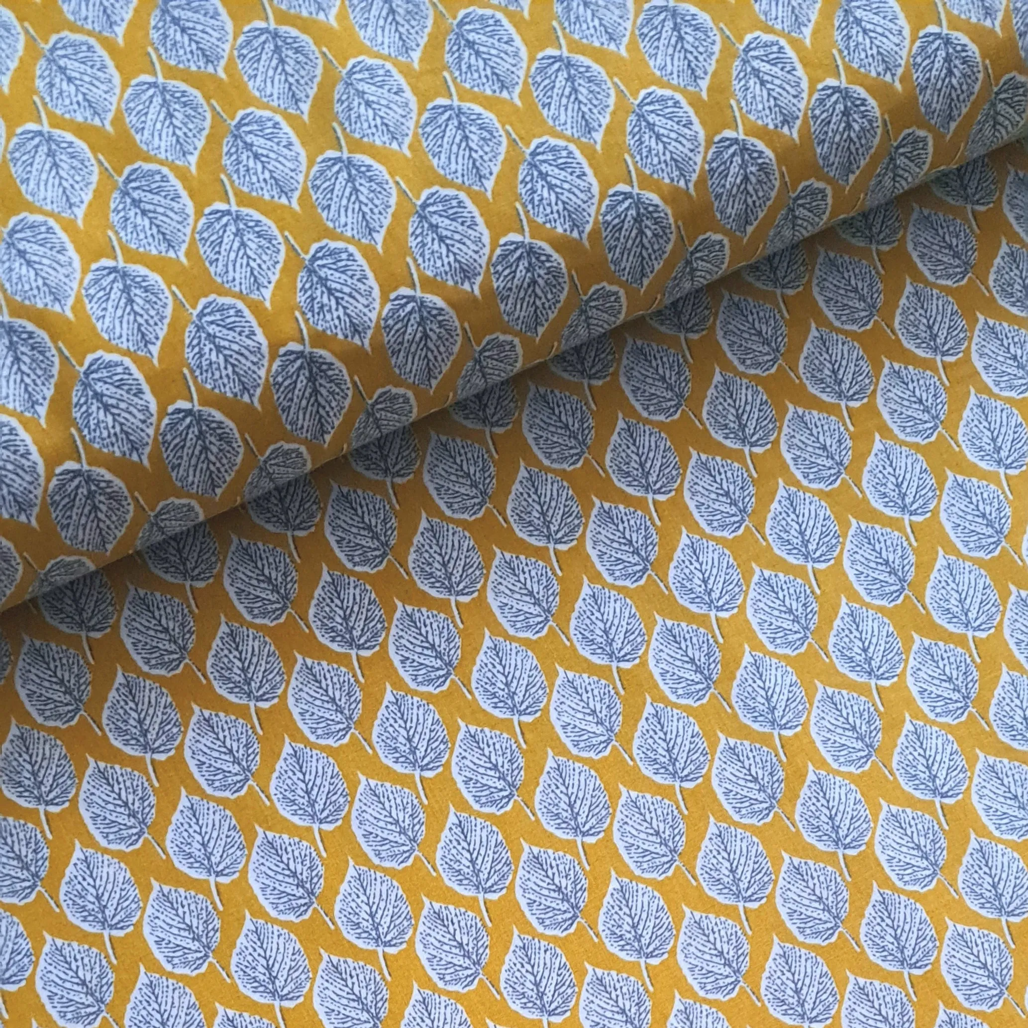 Printed Cotton Lawn - Mustard Leaves