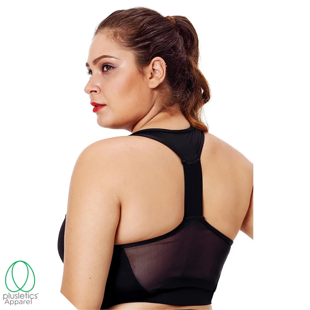 Racerback Mesh Sports Bra - Black