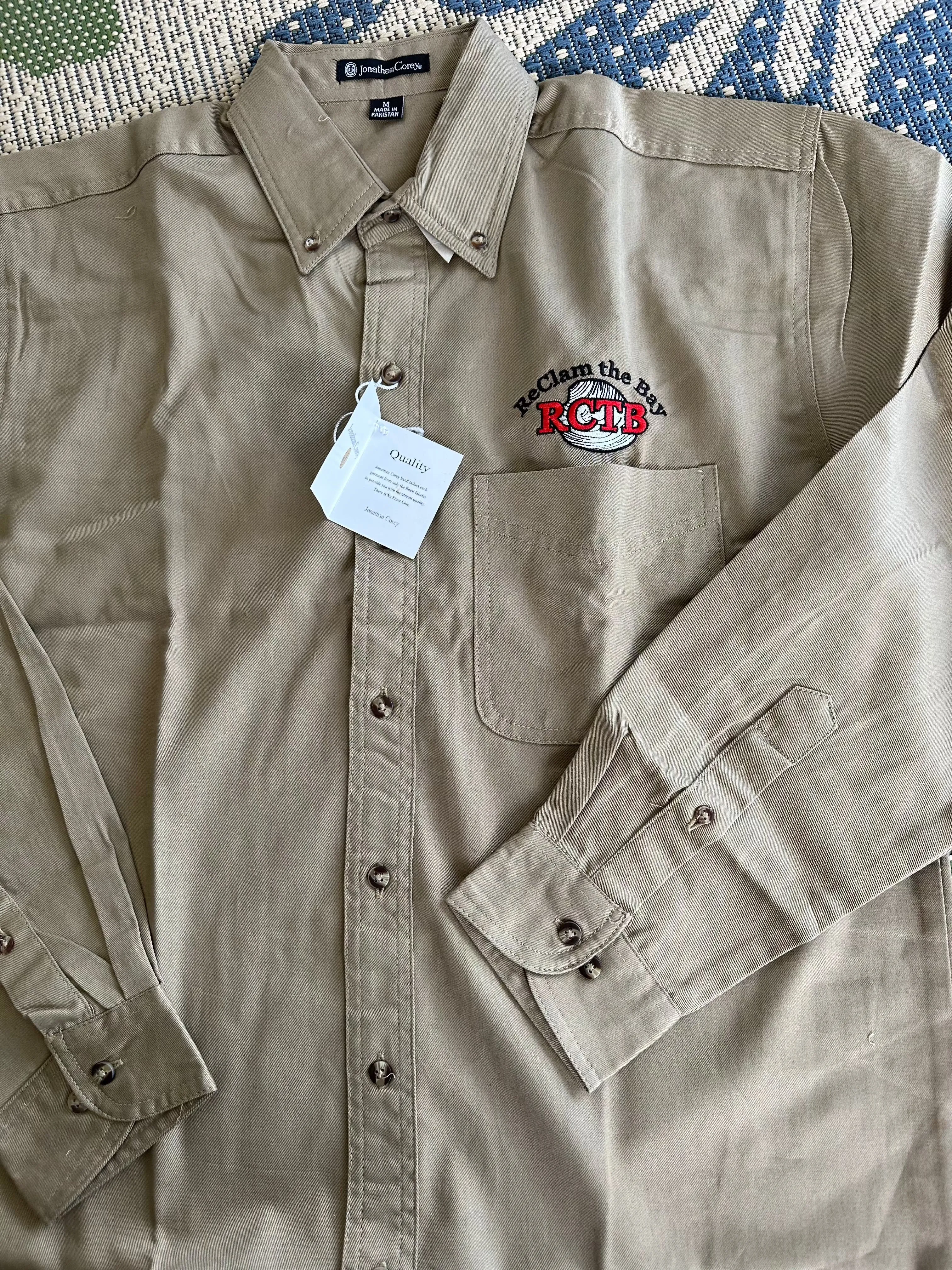 RCTB Button Down Collared Shirts: Khaki or Denim