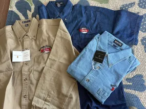 RCTB Button Down Collared Shirts: Khaki or Denim