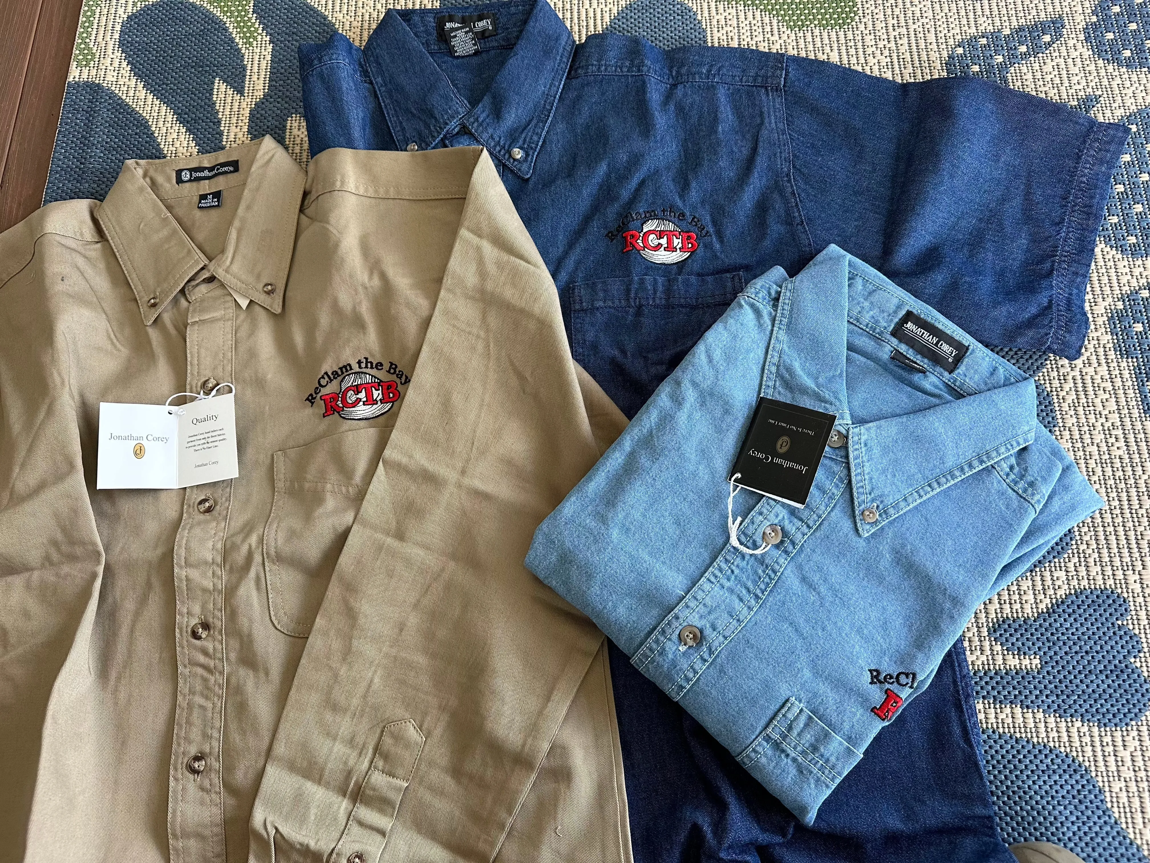 RCTB Button Down Collared Shirts: Khaki or Denim