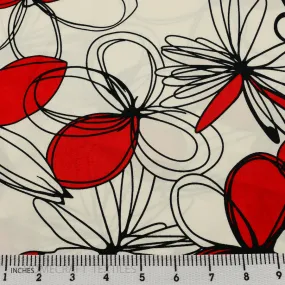 Red Abstract Floral Cotton Print