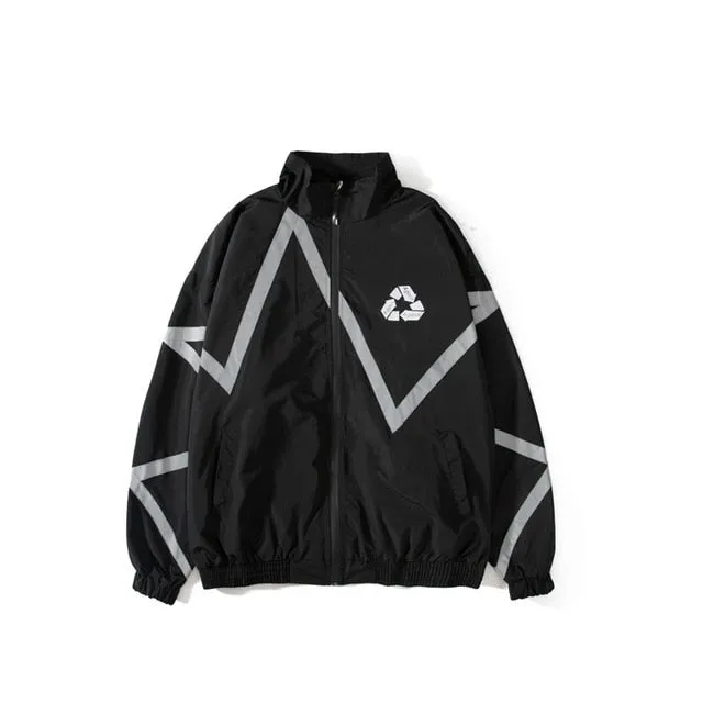 Reflective Striped Zip Up Jackets